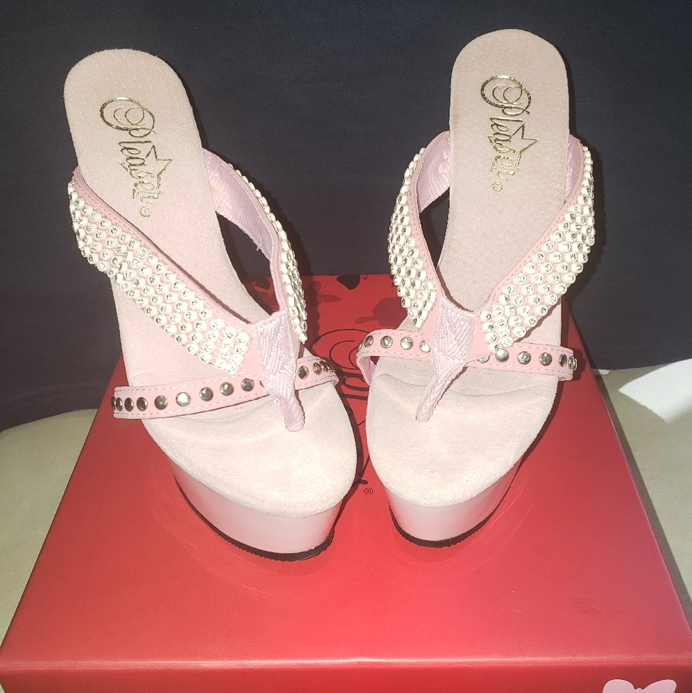 Pleaser Pink Rhinestone Mules
